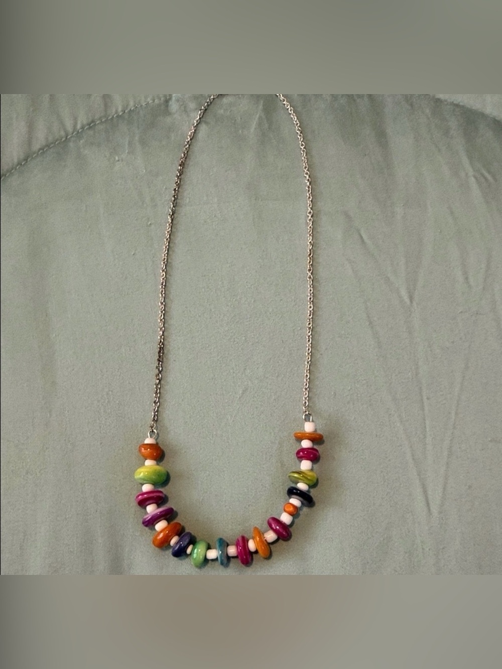 Glass Artsy Bead Necklace 18" Strand Pop Art Colorful Boho.NEW